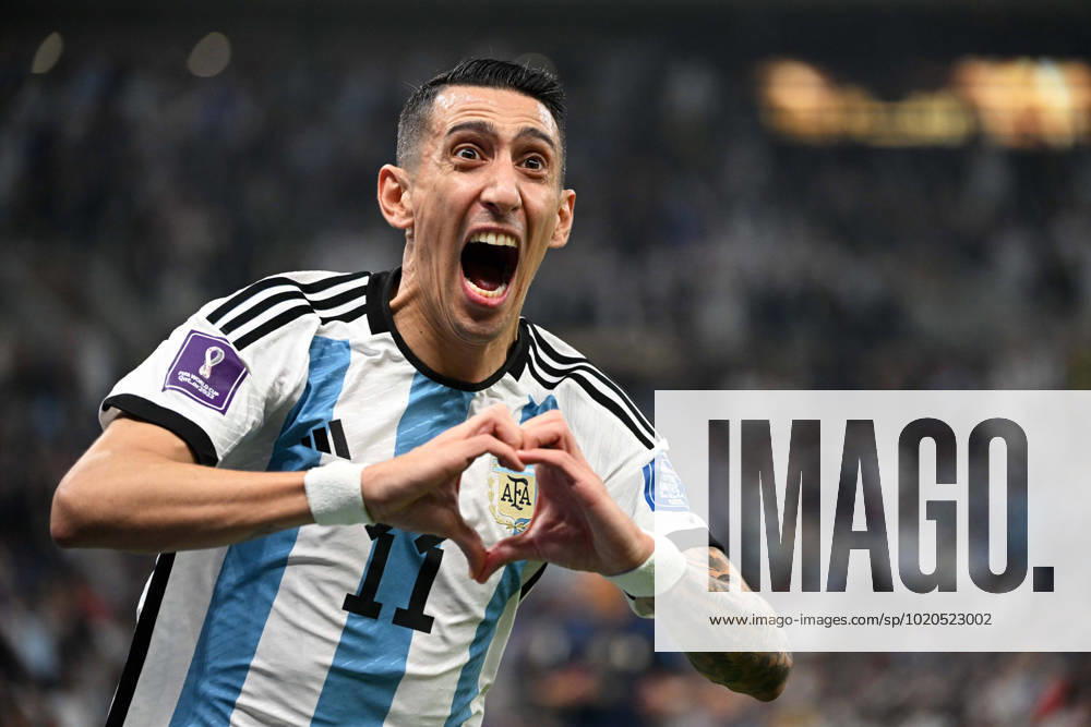 KW50 Fussball, Herren, Saison 2022 23, WM in Katar, Finale, Argentinien - Frankreich im Lusail Iconic Stadium in Lusail, Angel Di Maria (Argentinien), Jubel nach Tor zum 2:0, 18.12. 2022,