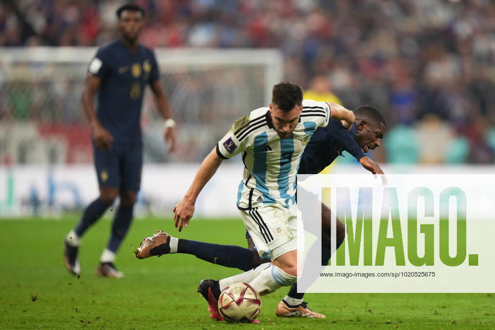 QAT: Argentina v France. FIFA World Cup, WM, Weltmeisterschaft, Fussball Qatar 2022. Final Nicolas Tagliafico of Argentina and Ousmane Dembele of France during the FIFA World Cup Qatar 2022 match, Final, between Argentina and France played at Lusail Stadium on Dec 18, 2022 in Lusail, Qatar.