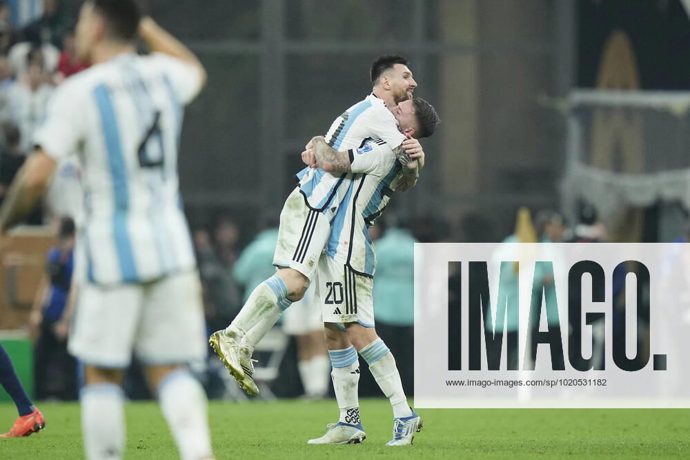 Argentina v France: Final - FIFA World Cup, WM, Weltmeisterschaft, Fussball Qatar 2022 Lionel Messi right winger of Argentina and Paris Saint-Germain celebrates after scoring his team s third goal during the FIFA World Cup Qatar 2022 Final match between Argentina and France at Lusail Stadium on December 18, 2022 in Lusail City, Qatar. Lusail City Qatar