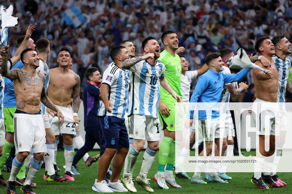 Argentina v France: Final - FIFA World Cup, WM, Weltmeisterschaft, Fussball Qatar 2022 LUSAIL CITY, QATAR - DECEMBER 18: Argentina players celebrate after the FIFA World Cup Qatar 2022 Final match between Argentina and France at Lusail Stadium on December 18, 2022 in Lusail City, Qatar. GoranxStanzl PIXSELL