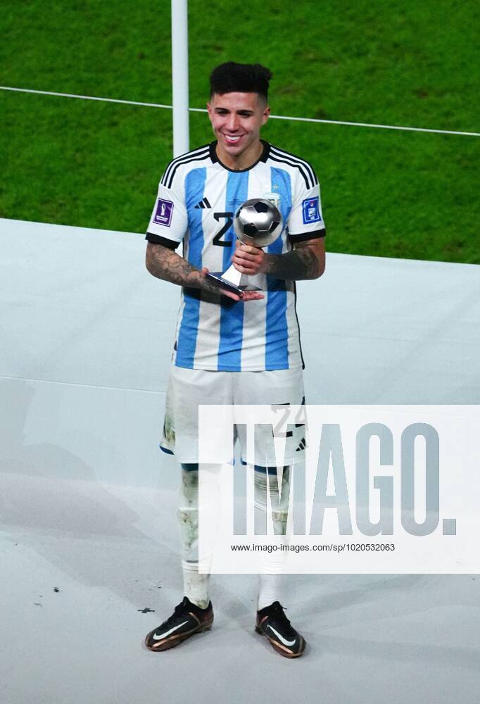Mandatory Credit: Photo by Javier Garcia Shutterstock (13670815ic) Enzo Fernandez of Argentina wins the Young Player of the Tournament Argentina v France, FIFA World Cup, WM, Weltmeisterschaft, Fussball 2022, Final, Football, Lusail Stadium, Al Daayen, Qatar - 18 Dec 2022 Editorial Use Only Argentina v France, FIFA World Cup 2022, Final, Football, Lusail Stadium, Al Daayen, Qatar - 18 Dec 2022 Editorial Use Only