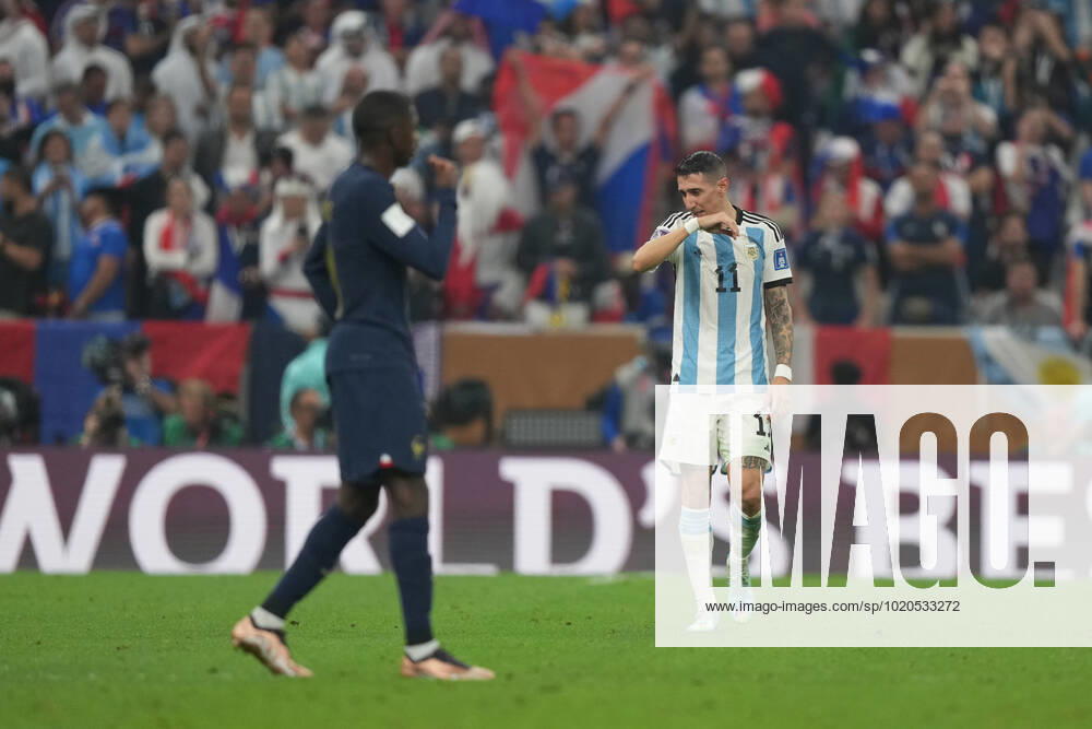 Player of Argentina Ãngel Di Maria celebrates after scoring a goal during the FIFA World Cup, WM, Weltmeisterschaft, Fussball Qatar 2022 Final match between Argentina and France at Lusail Stadium on December 18, 2022 in Lusail, Qatar. (Photo by Florencia Tan Jun PxImages Icon Sportswire) SOCCER: DEC 18 FIFA World Cup Final - France v Argentina Icon2212181464