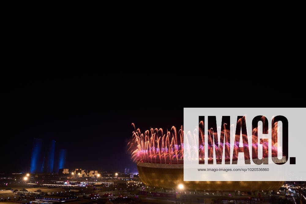 FIFA World Cup, WM, Weltmeisterschaft, Fussball Qatar 2022 Argentina vs France Final Fireworks during the game Argentina vs France, corresponding to the great final of the FIFA World Cup Qatar 2022, at Lusail Stadium, Lusail, Doha, on December 18, 2022. <br><br> Pirotecnia durante el partido Argentina vs Francia, correspondiente a la gran final de la Copa Mundial de la FIFA Catar 2022, en el Estadio Lusail, Lusail, Doha, el 18 de Diciembre de 2022 LUSAIL DOHA QATAR