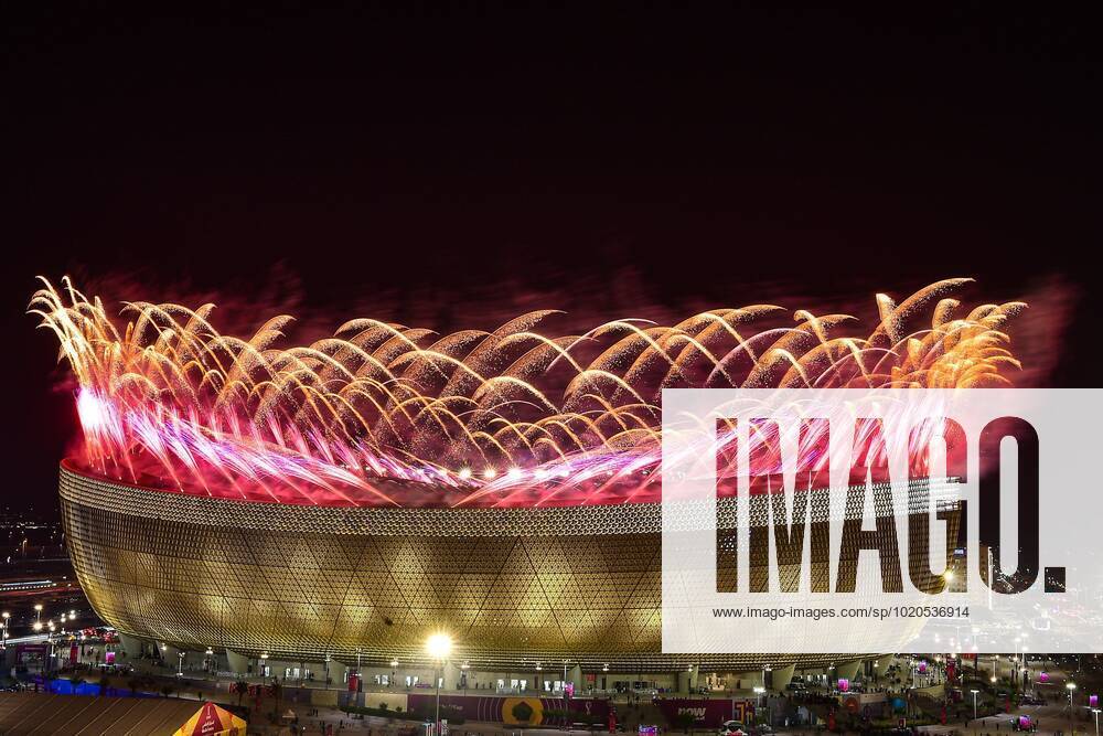 FIFA World Cup, WM, Weltmeisterschaft, Fussball Qatar 2022 Argentina vs France Final Fireworks during the game Argentina vs France, corresponding to the great final of the FIFA World Cup Qatar 2022, at Lusail Stadium, Lusail, Doha, on December 18, 2022. <br><br> Pirotecnia durante el partido Argentina vs Francia, correspondiente a la gran final de la Copa Mundial de la FIFA Catar 2022, en el Estadio Lusail, Lusail, Doha, el 18 de Diciembre de 2022 LUSAIL DOHA QATAR