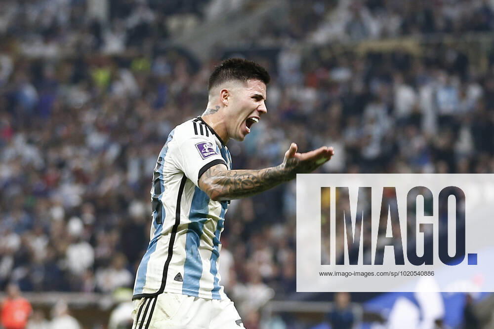 Player of Argentina Enzo Fernandez reacts during the FIFA World Cup, WM, Weltmeisterschaft, Fussball Qatar 2022 Final match between Argentina and France at Lusail Stadium on December 18, 2022 in Lusail, Qatar. (Photo by Florencia Tan Jun PxImages Icon Sportwire) SOCCER: DEC 18 FIFA World Cup Final - France v Argentina Icon2212181574