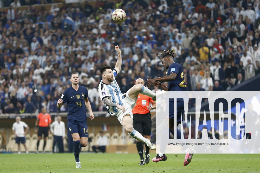 Player of Argentina Lionel Messi fight for the ball with player of France Eduardo Camavinga during the FIFA World Cup, WM, Weltmeisterschaft, Fussball Qatar 2022 Final match between Argentina and France at Lusail Stadium on December 18, 2022 in Lusail, Qatar. (Photo by Florencia Tan Jun PxImages Icon Sportwire) SOCCER: DEC 18 FIFA World Cup Final - France v Argentina Icon2212181576