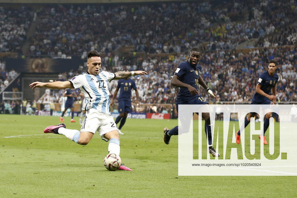 Player of Argentina Lautaro Martinez passes the ball during the FIFA World Cup, WM, Weltmeisterschaft, Fussball Qatar 2022 Final match between Argentina and France at Lusail Stadium on December 18, 2022 in Lusail, Qatar. (Photo by Florencia Tan Jun PxImages Icon Sportwire) SOCCER: DEC 18 FIFA World Cup Final - France v Argentina Icon2212181577