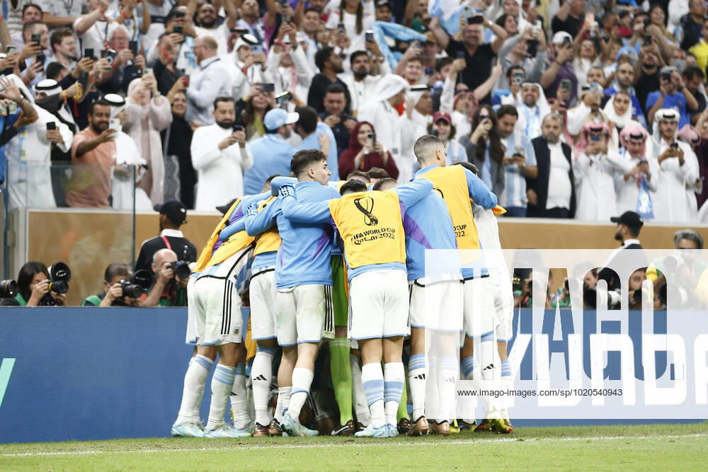 Player of Argentina Lionel Messi celebrates after scoring a goal during the FIFA World Cup, WM, Weltmeisterschaft, Fussball Qatar 2022 Final match between Argentina and France at Lusail Stadium on December 18, 2022 in Lusail, Qatar. (Photo by Florencia Tan Jun PxImages Icon Sportwire) SOCCER: DEC 18 FIFA World Cup Final - France v Argentina Icon2212181581