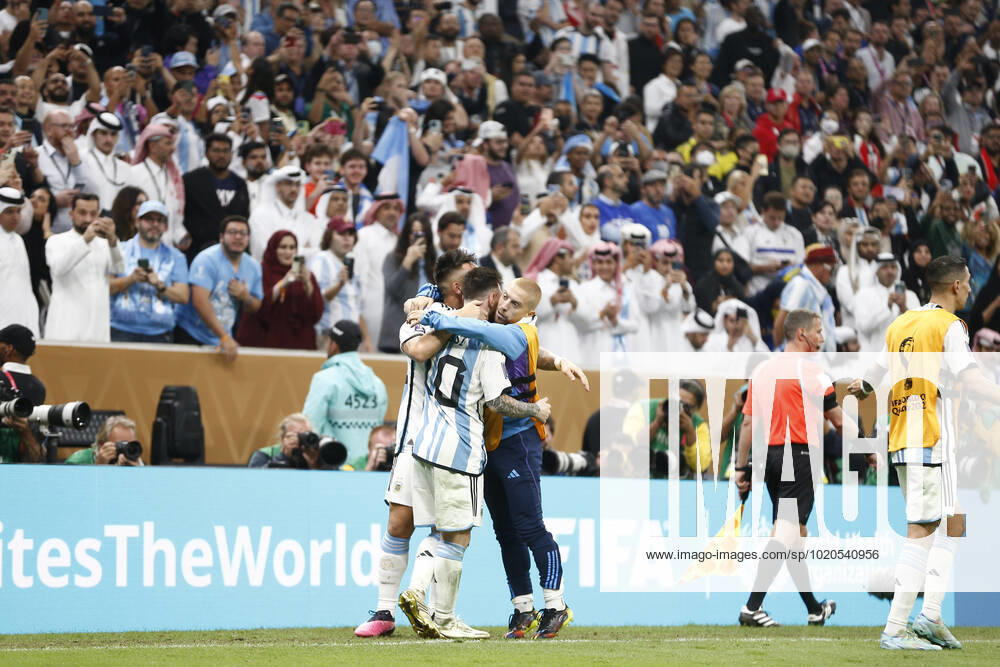 Player of Argentina Lionel Messi celebrates after scoring a goal during the FIFA World Cup, WM, Weltmeisterschaft, Fussball Qatar 2022 Final match between Argentina and France at Lusail Stadium on December 18, 2022 in Lusail, Qatar. (Photo by Florencia Tan Jun PxImages Icon Sportwire) SOCCER: DEC 18 FIFA World Cup Final - France v Argentina Icon2212181583
