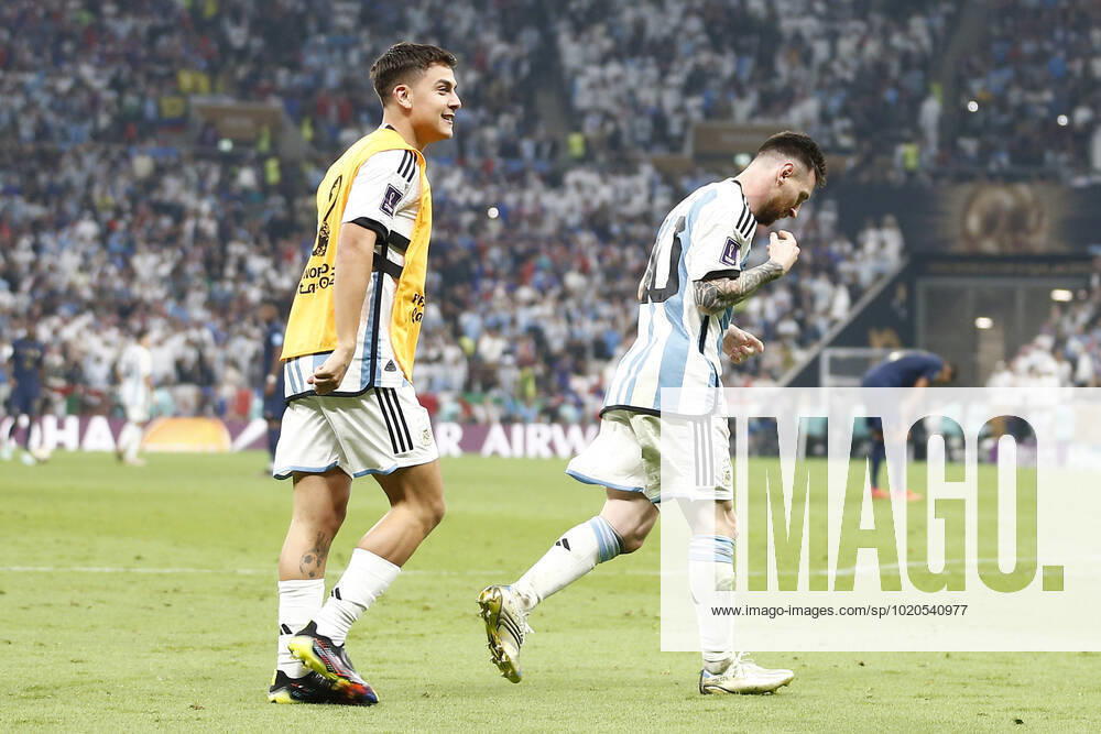 Player of Argentina Lionel Messi celebrates with his teammates after scoring a goal during the FIFA World Cup, WM, Weltmeisterschaft, Fussball Qatar 2022 Final match between Argentina and France at Lusail Stadium on December 18, 2022 in Lusail, Qatar. (Photo by Florencia Tan Jun PxImages Icon Sportwire) SOCCER: DEC 18 FIFA World Cup Final - France v Argentina Icon2212181585