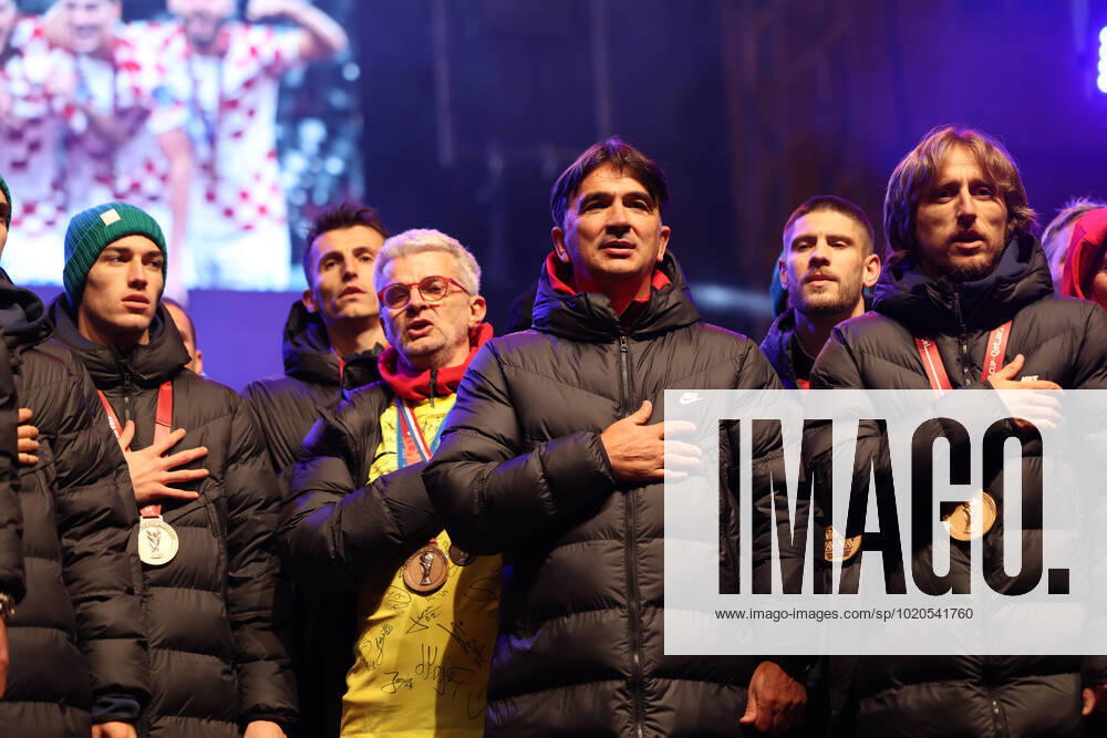 Zagreb, December 18, 2022. Magnificent welcome of the Croatian national football team in Zagreb after winning the bronze medal at the Quatar world cup 2022. Zlatko Dalic and Luka Madrid