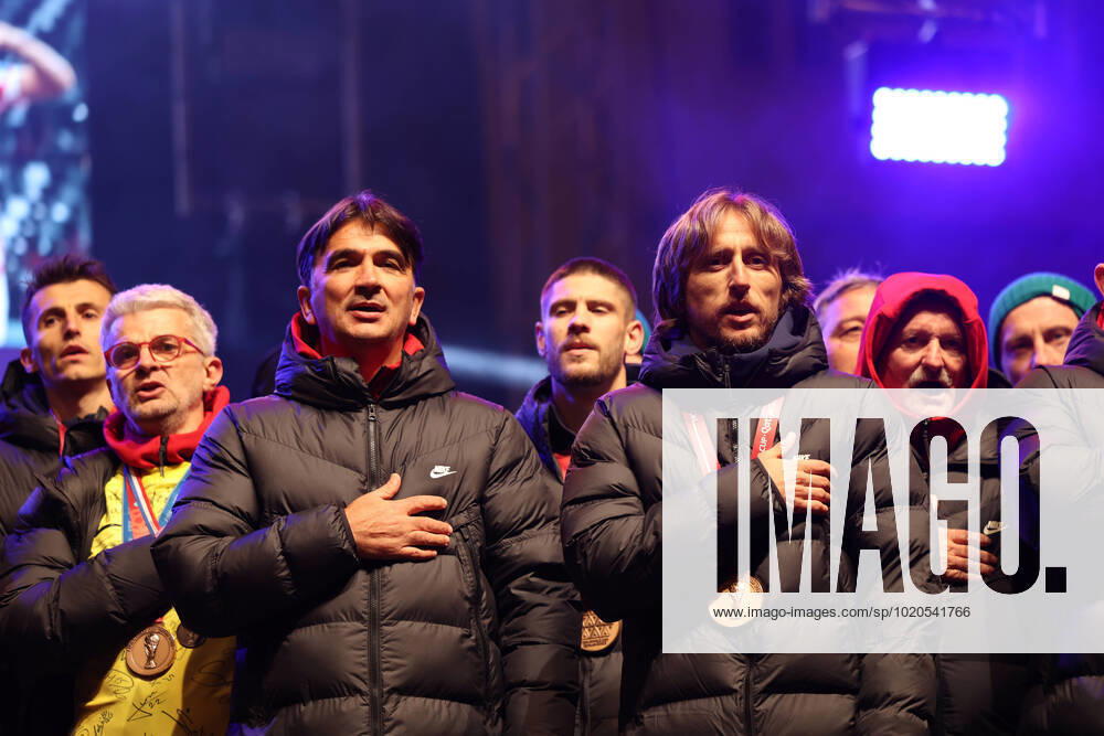 Zagreb, December 18, 2022. Magnificent welcome of the Croatian national football team in Zagreb after winning the bronze medal at the Quatar world cup 2022. Zlatko Dalic and Luka Madrid