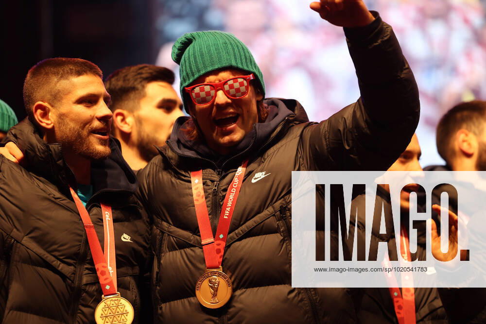 Zagreb, December 18, 2022. Magnificent welcome of the Croatian national football team in Zagreb after winning the bronze medal at the Quatar world cup 2022. Andrej Kramaric and Borna Sosa