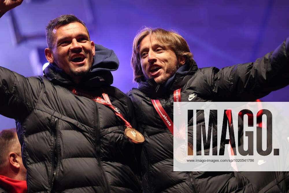 Zagreb, December 18, 2022. Magnificent welcome of the Croatian national football team in Zagreb after winning the bronze medal at the Quatar world cup 2022. Dejan Loren and Luka Modric