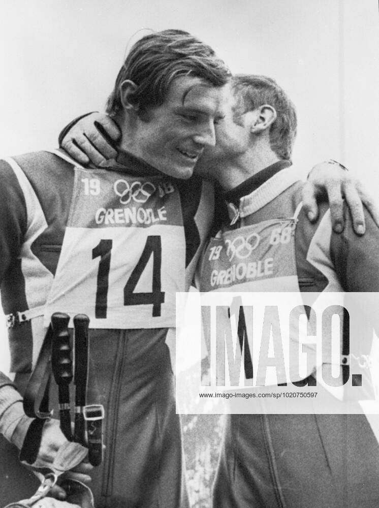 It s Killy s Gold It s Killy s Gold Jean Claude Killy ( Left ) is kissed by teammate Guy Parillat ( right ) . Killy had just won the gold medal for the Olympic downhill race . Guy had come in , in second place 9th February 1968 France