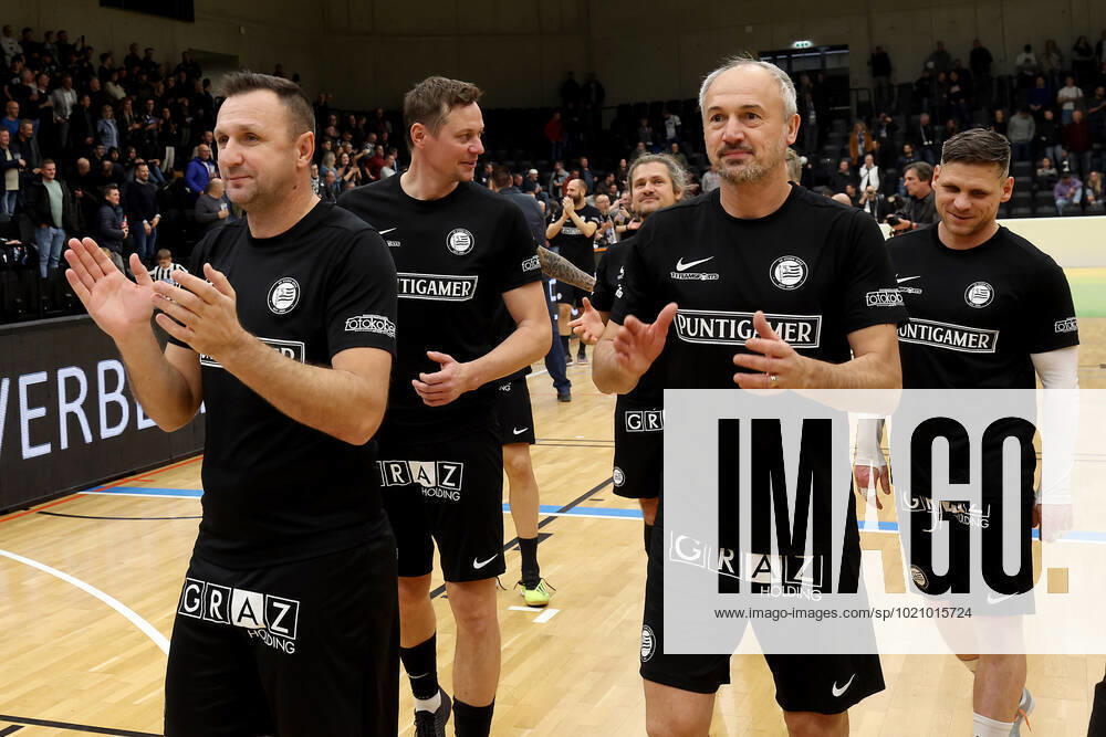 SOCCER - Lions Benefiz Turnier GRAZ,AUSTRIA,27.DEC.22 - SOCCER - Lions Benefiz Legenden Hallenfussball Turnier. Image shows Samir Muratovic, Roman Kienast, Gerald Strafner and Christoph Leitgeb (Sturm). GEPAxpictures Oberlaender