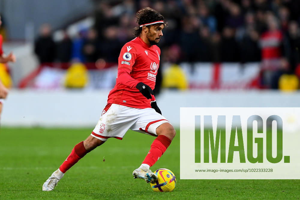 Nottingham Forest v Leicester City - Premier League Gustavo Scarpa of Nottingham Forest in action during the Premier League match between Nottingham Forest and Leicester City at the City Ground, Nottingham on Saturday 14th January 2023. Nottingham Nottinghamshire United Kingdom