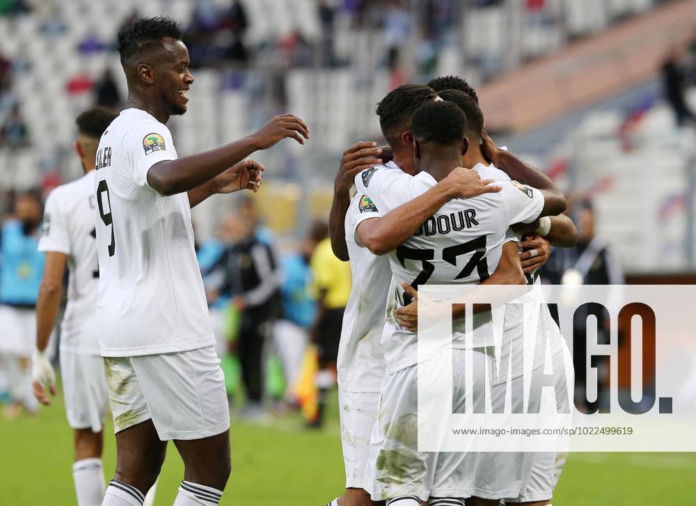 CHAN 2023 In Algeria Libya players celebrate after scoring a goal during the Group A match of the 7th CHAN-2022 African Nations Championship (postponed to 2023), only for local players, at the Nelson Mandela stadium in Algiers, Algeria on 17 January 2023 Algiers Algeria
