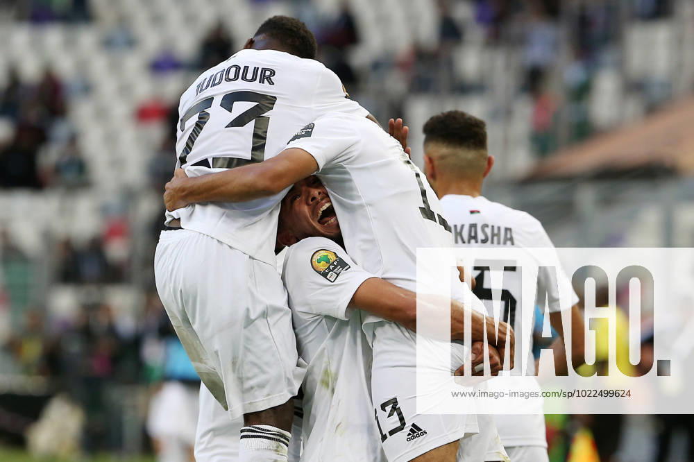 CHAN 2023 In Algeria Libya players celebrate after scoring a goal during the Group A match of the 7th CHAN-2022 African Nations Championship (postponed to 2023), only for local players, at the Nelson Mandela stadium in Algiers, Algeria on 17 January 2023 Algiers Algeria