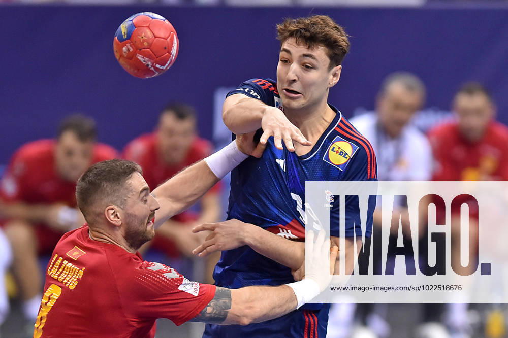 2023.01.18 Krakow Pilka reczna mezczyzn, sezon 2022 2023, Mistrzostwa Swiata 2023 Francja - Czarnogora N z Vuk Lazovic, Thibaud Briet Foto Krzysztof Porebski PressFocus 2023.01.18 Krakow Handball, 2022 23 season, 28th Men s World Championship, WM, Weltmeisterschaft France - Montenegro Vuk Lazovic, Thibaud Briet Credit: Krzysztof Porebski PressFocus NEWSPIX.PL --- Newspix.pl 20230118PF_KP227