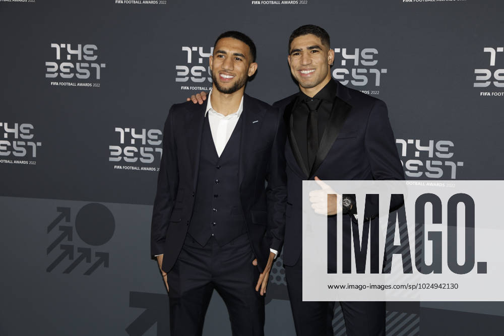 27 Fevrier 2023 : Paris, France : Achraf Hakimi et son frere arrivant la la soirà e des FIFA AWARDS THE BEST 2023 à la Salle Pleyel. (Henri Szwarc Starface) 289106 2023-02-27 Paris France