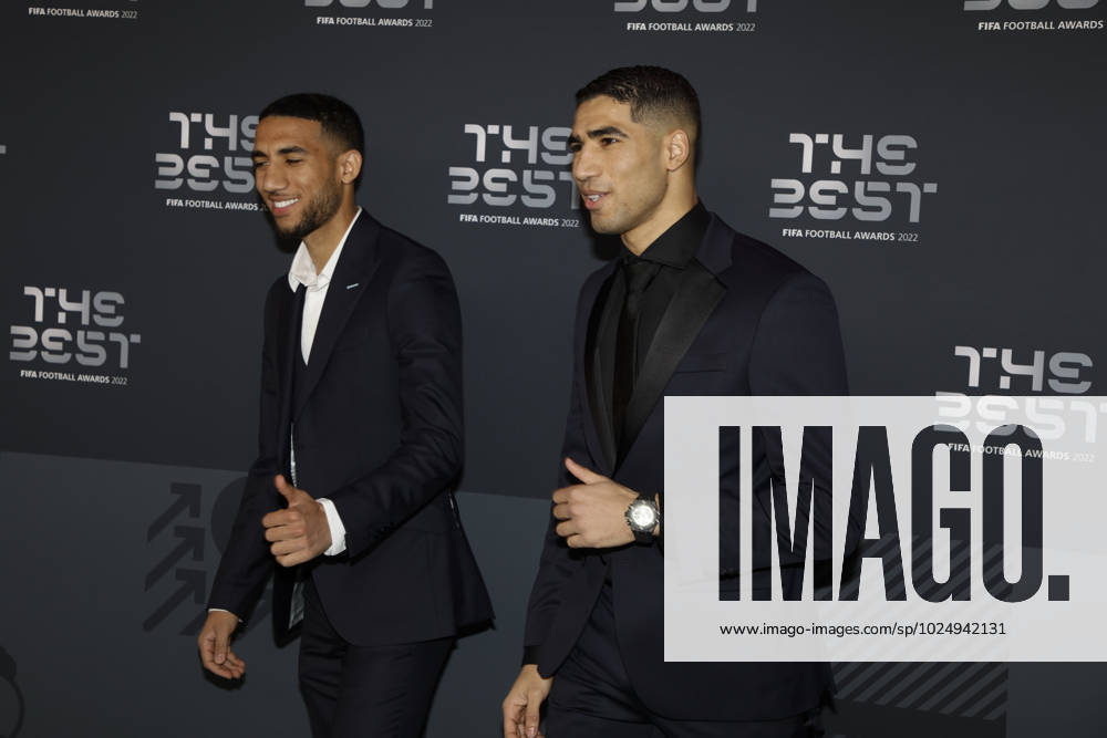 27 Fevrier 2023 : Paris, France : Achraf Hakimi et son frere arrivant la la soirà e des FIFA AWARDS THE BEST 2023 à la Salle Pleyel. (Henri Szwarc Starface) 289106 2023-02-27 Paris France