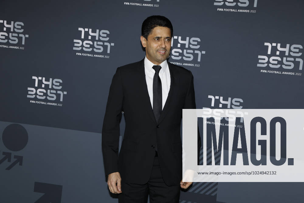 27 Fevrier 2023 : Paris, France : Nasser Al-Khellaifi, president du PSG arrivant la la soirÃ e des FIFA AWARDS THE BEST 2023 Ã la Salle Pleyel. (Henri Szwarc Starface) 289106 2023-02-27 Paris France