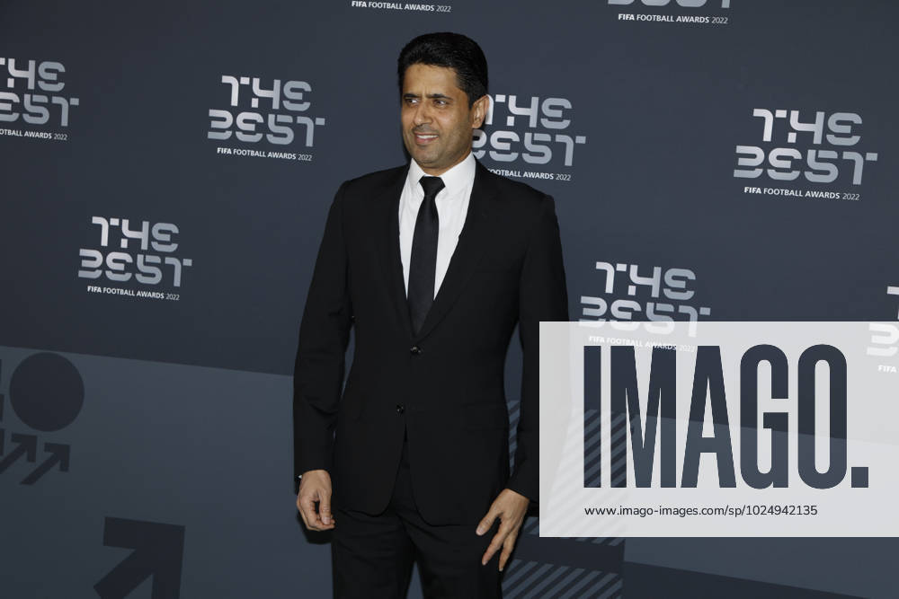 27 Fevrier 2023 : Paris, France : Nasser Al-Khellaifi, president du PSG arrivant la la soirà e des FIFA AWARDS THE BEST 2023 à la Salle Pleyel. (Henri Szwarc Starface) 289106 2023-02-27 Paris France