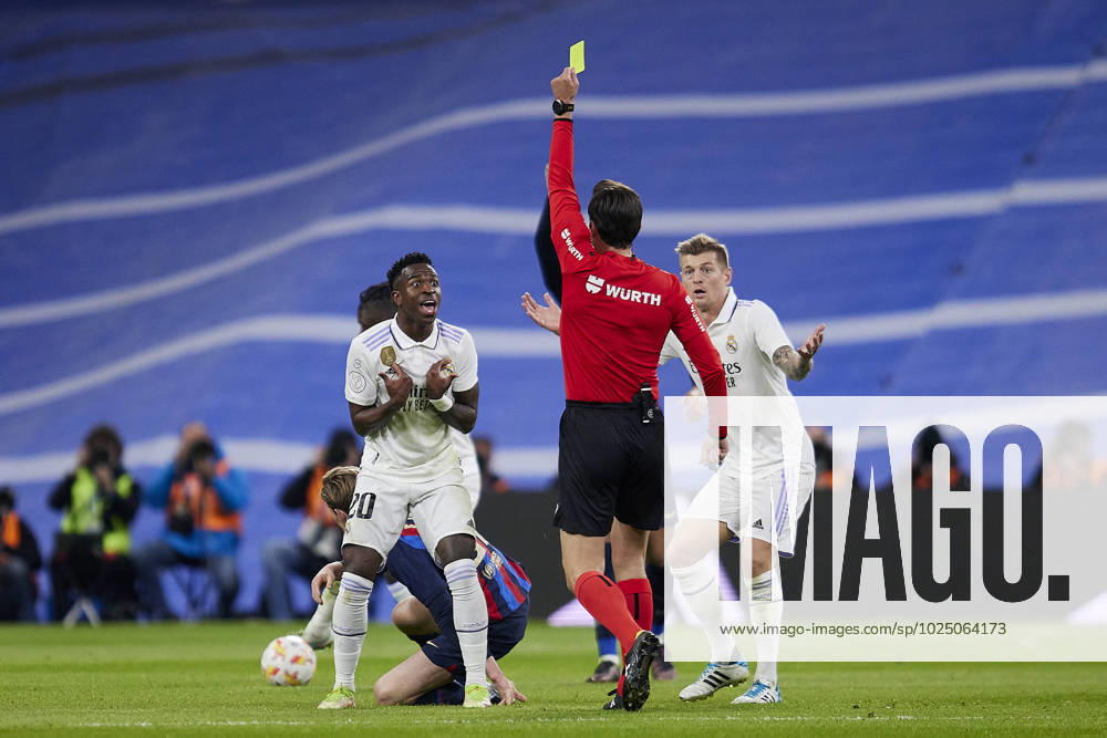 Vinicius Jr. of Real Madrid during the Spanish football King s Cup semifinal match between Real Madrid CF and FC Barcelona, Barca at the Santiago Bernabeu Stadium in Madrid, Spain on March 2, 2023 Madrid Spain - ZUMAa206 20230302_zsp_a206_028