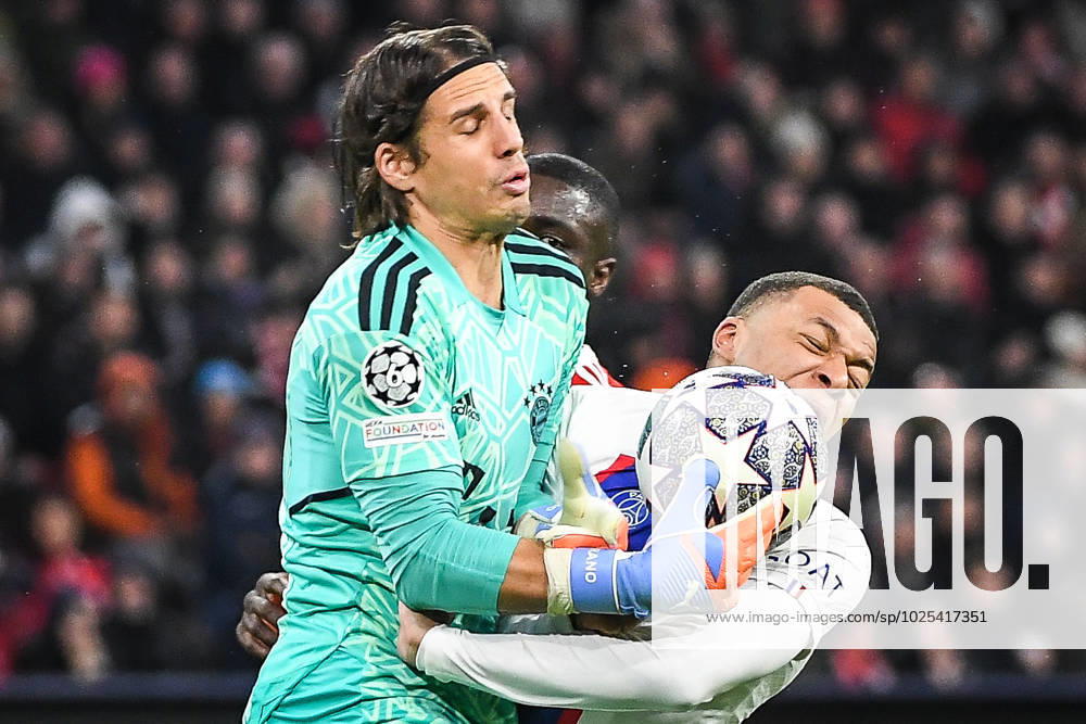 Yann SOMMER of Bayern Munich and Kylian MBAPPE of PSG during the UEFA Champions League match between FC Bayern Munich Paris Saint-Germain at Allianz Arena Stadium on March 08, 2023 in Munich, Germany. Munich Germany - ZUMAm308 20230308_zsp_m308_004
