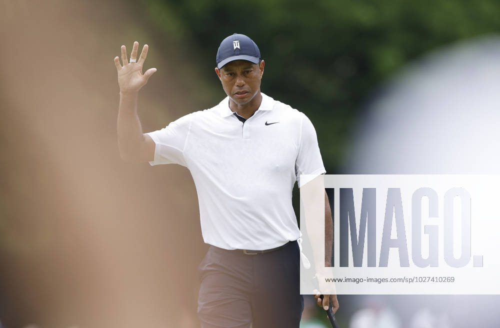 Tiger Woods reacts after making a birdie on the 15th hole in the first round of the Masters Tournament at Augusta National Golf Club in Augusta, Georgia on Thursday, April 6, 2023. AUG20230406017 JOHNxANGELILLO
