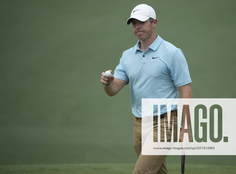 Rory McElroy reacts after birdie putt on second hole at the Masters tournament at Augusta National Golf Club in Augusta, Georgia on Thursday, April 6, 2023. AUG20230406263 BOBxSTRONG