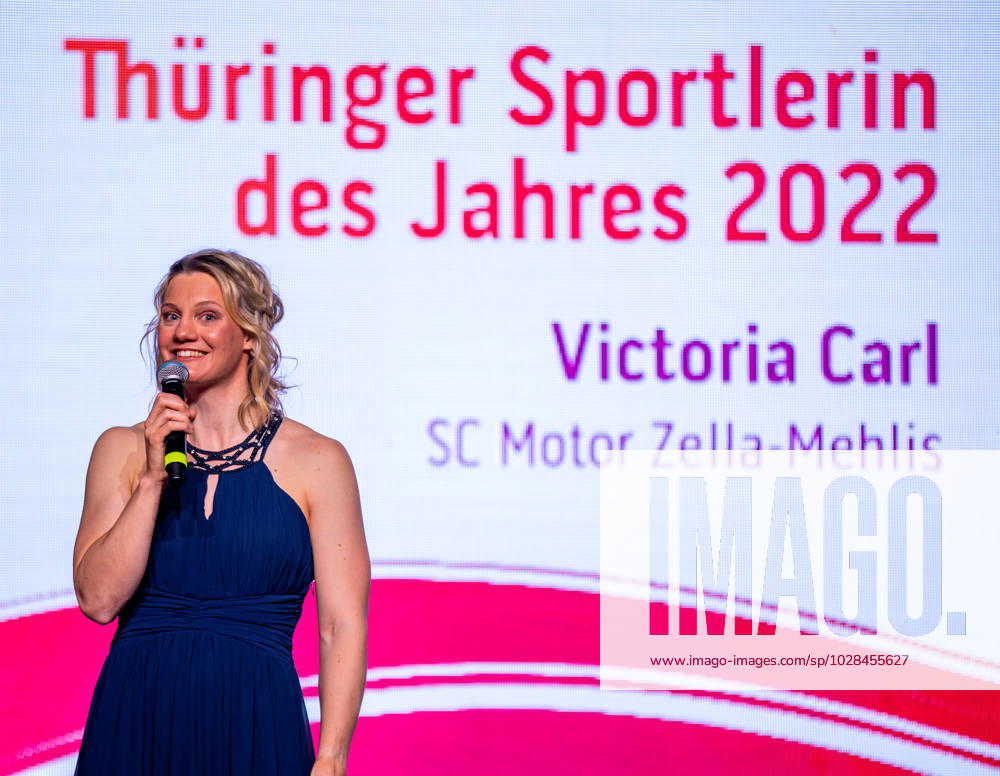 GER, Saison 22, Maenner Frauen Mannschaft, Ehrung Thüringer Sportler des Jahres 2022 der Landessportbund und die Stiftung Thüringer Sporthilfe ehren die Thüringer Sportler des Jahres 2022, im Bild zu sehen die Sportlerin des Jahres Victoria Carl Ilmenau Festhalle Ilmenau Thüringen Deutschland