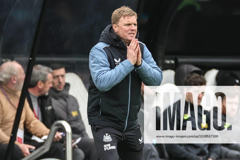 Premier League Newcastle United v Tottenham Hotspur Eddie Howe manager of Newcastle United in the last seconds of the game during the Premier League match Newcastle United vs Tottenham Hotspur at St. James s Park, Newcastle, United Kingdom, 23rd April 2023 (Photo by Mark Cosgrove News Images) Newcastle St. James s Park Tyne and Wear United Kingdom