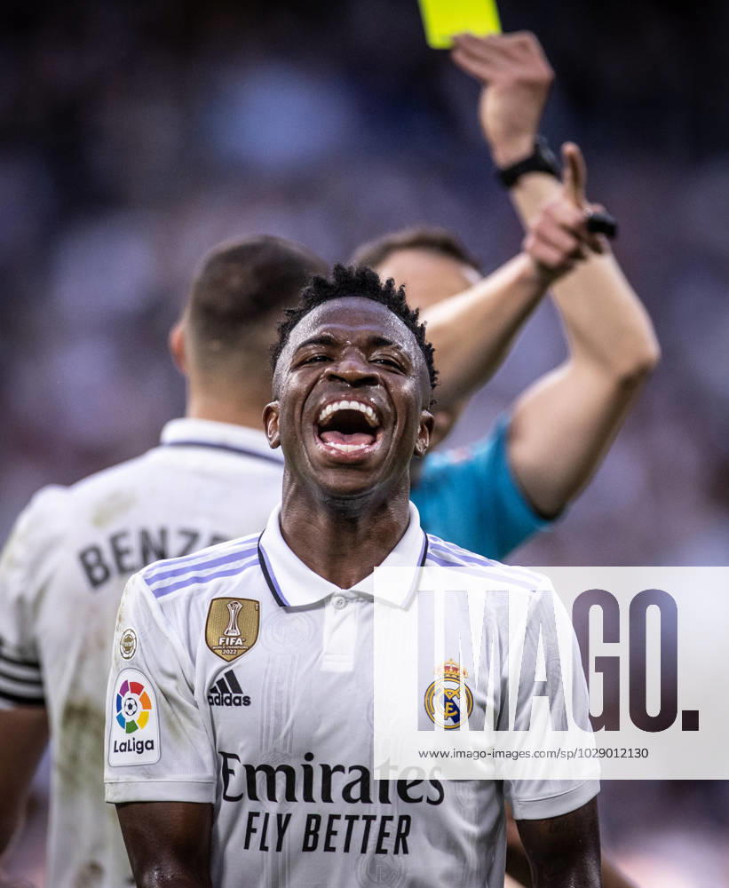 Real Madrid x Almeria Vini Jr (Real Madrid) in action during the game against Almeria valid for La Liga at the Santiago Bernabeu stadium, in Madrid, today April 29, 2023.