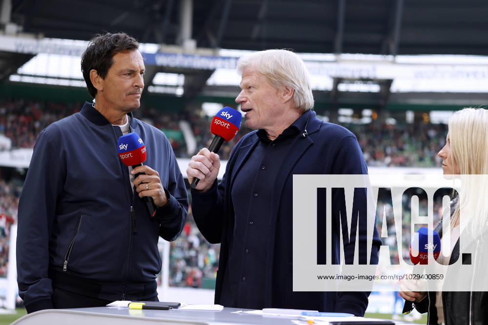 KAHN Oliver CEO Team FC Bayern Muenchen mit SKY Moderator HELLMANN Sebastian DFL Fussball Bundesliga Saison 2022 - 2023 Spiel Werder Bremen - FC Bayern Muenchen 1 : 2 am 06.05.2023 in Bremen DFL REGULATIONS PROHIBIT ANY USE OF PHOTOGRAPHS as IMAGE SEQUENCES and or QUASI-VIDEO