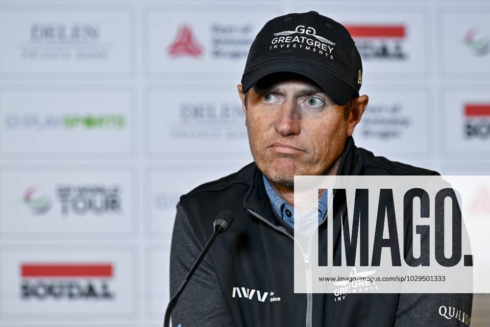 Belgian Nicolas Colsaerts pictured during a press conference, PK, Pressekonferenz regarding the 2023 Soudal Open DP World Tour golf tournament, in Schilde, Tuesday 09 May 2023. The 2023 Soudal Open taken place from 11 to 14 May at the Rinkven Golf Club in Schilde. DIRKxWAEM x66980360x