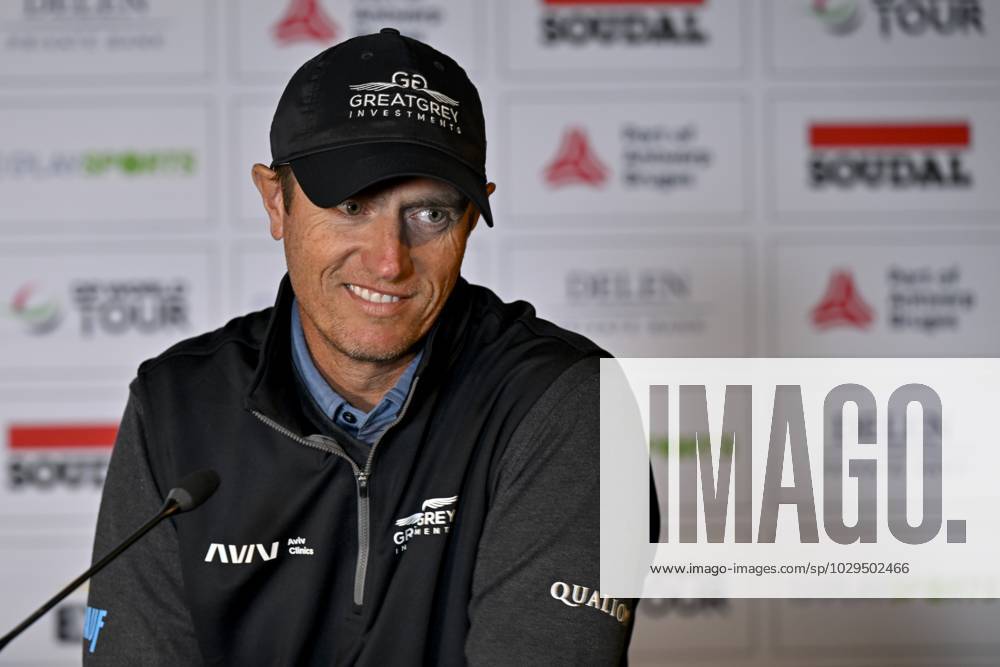 Belgian Nicolas Colsaerts pictured during a press conference, PK, Pressekonferenz regarding the 2023 Soudal Open DP World Tour golf tournament, in Schilde, Tuesday 09 May 2023. The 2023 Soudal Open taken place from 11 to 14 May at the Rinkven Golf Club in Schilde. DIRKxWAEM x66980932x