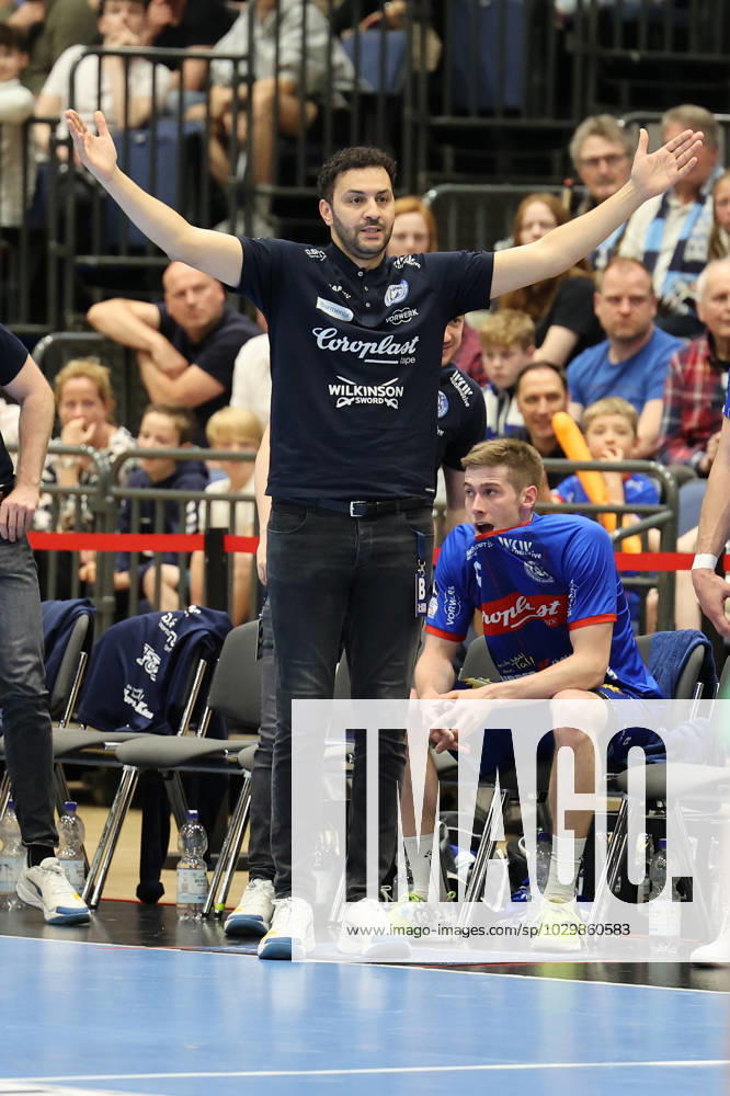 GER, LIQUI MOLY HBL, Bergischer HC vs. Fuechse Berlin 14.05.2023, Mitsubishi Electric HALLE, Duesseldorf, GER, LIQUI MOLY HBL, Bergischer HC vs. Fuechse Berlin , im Bild: Jamal Naji Chef-Trainer (BHC),