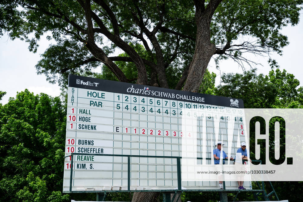 FORTH WORTH, TX - MAY 25: General Photo Colonial Country Club scoreboard during the first round of the Charles Schwab Challenge on May 24, 2023, at Colonial Country Club in Fort Worth, Texas. (Photo by Aric Becker Icon Sportswire) GOLF: MAY 25 PGA, Golf Herren - Charles Schwab Challenge Icon23052578