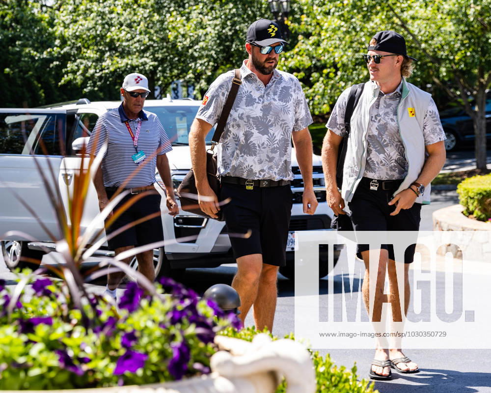 MARC LEISHMAN and JEDIAH MORGAN arrive for the first round of the LIV Golf DC event at Trump National Golf Club. Potomac Falls USA - ZUMAb237 20230526_znp_b237_012