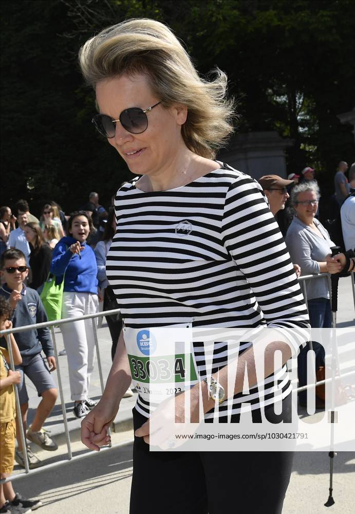 Queen Mathilde of Belgium pictured during the 43th edition of the 20 km door Brussel - 20 km de Bruxelles running event, Sunday 28 May 2023 in Brussels. JOHNxTHYS x68046083x