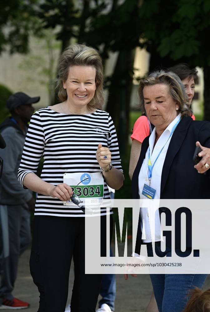 Queen Mathilde of Belgium pictured during the 43th edition of the 20 km door Brussel - 20 km de Bruxelles running event, Sunday 28 May 2023 in Brussels. JOHNxTHYS x68049465x