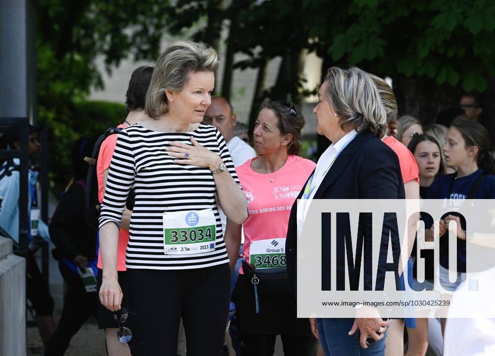 Queen Mathilde of Belgium pictured during the 43th edition of the 20 km door Brussel - 20 km de Bruxelles running event, Sunday 28 May 2023 in Brussels. JOHNxTHYS x68049466x
