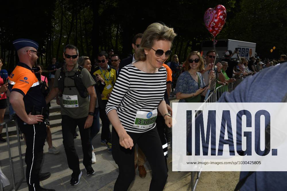 Queen Mathilde of Belgium pictured during the 43th edition of the 20 km door Brussel - 20 km de Bruxelles running event, Sunday 28 May 2023 in Brussels. JOHNxTHYS x68050185x