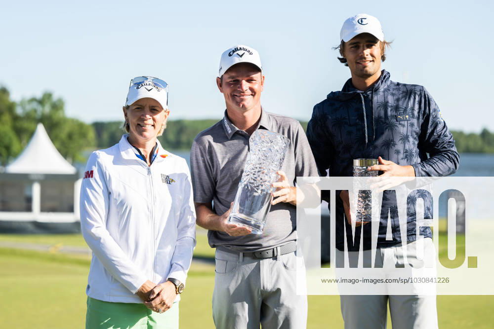 Annika Sörenstam, Dale Whitnell of England and Hugo Townsend of Sweden pose for a picture after the fourth round of the Scandinavian Mixed golf tournament on June 11, 2023 in Akersberga. Photo: Emma Wallskog BILDBYRAN COP 320 EW0211 golf scandinavian mixed day 4 bbeng