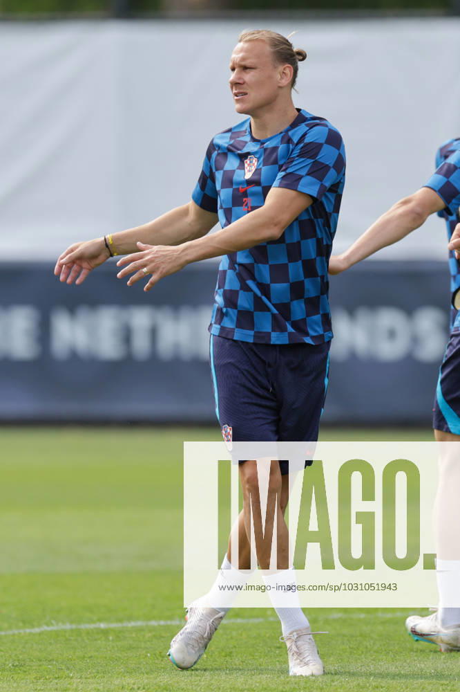 Training of the Croatian national football team Domagoj Vida of Croatia at the training of the Croatian national football team on the field of Feyenoord s football academy in Rotterdam, Netherlands on June 17, 2023. LukaxStanzl PIXSELL