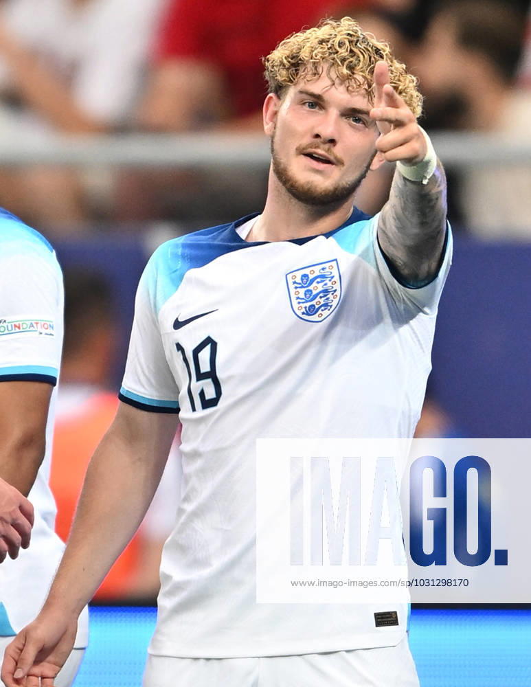 Harvey Elliott of England celebrates after scoring his sides second goal during the UEFA Under-21 Euro 2023 Group C match between England and Germany at Adjarabet Arena on June 28, 2023 in Batumi, Georgia. SPO