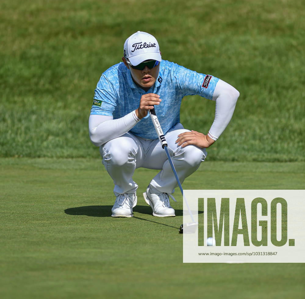 29th June 2023; The Belfry, Sutton Coldfield, West Midlands, England: Betfred British Masters Golf, Day 1; Jeong Weon Ko (FRA) lines up a putt ActionPlus12525017 GodfreyxPitt