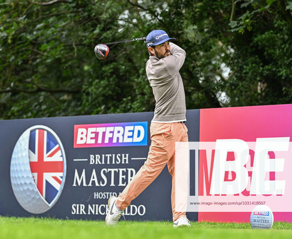2nd July 2023; The Belfry, Sutton Coldfield, West Midlands, England: Betfred British Masters Golf, Day 4; Angel Hidalgo drives on the 14th ActionPlus12526213 GodfreyxPitt